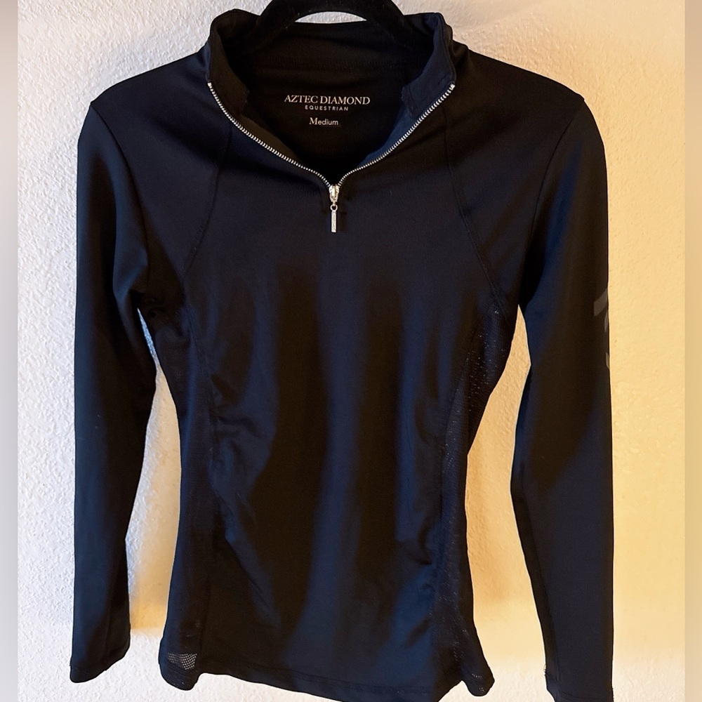 Aztec Diamond Equestrian Long Sleeve base layer, Medium, black